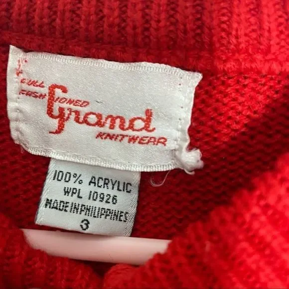 Vintage full fashioned Grand Knitwear detailed embellished knit toddler sweater - Picture 6 of 6